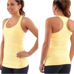 Lululemon Cool Racerback Ocean Stripe Mellow Lemon Women’s Size 8 Rare